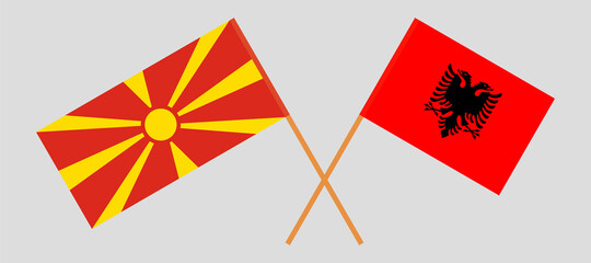 Crossed flags of North Macedonia and Albania