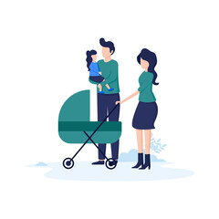 Vector illustration, happy family, mother father daughter son