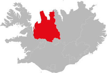 Obraz premium Nordurland Vestra provinces isolated on Iceland map. Gray background. Backgrounds and Wallpapers.