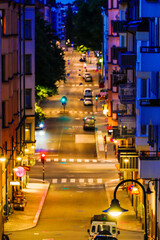 Obraz premium Stockholm, Sweden Timmermansgatan on the island of Sodermalm at night.