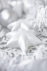white and silver christmas decoration