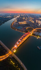 Fototapeta na wymiar Wuhan city sunset and night aerial photography scenery in summer