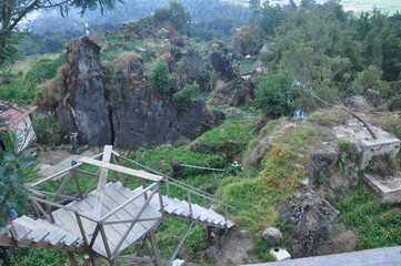 Fototapeta premium September 6, 2020 Kebumen, Central Java, Indonesia Photos of photos of tourist attractions in the Dieng Wonosobo area with its beautiful highlands and lots of mountains