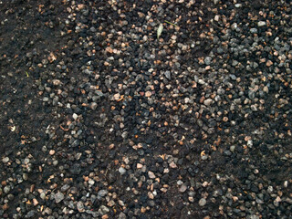 small stones, the old road, wet earth