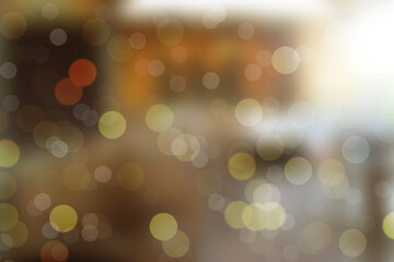 Abstract bokeh light effect and blur restaurant on background.