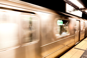 New York, NY, U.S.A. New York subway is running