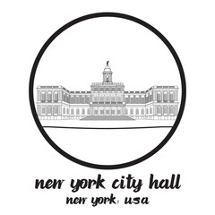 circle icon line New York City Hall. vector illustration