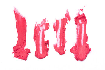 Red lipstick smear isolated on the white background.