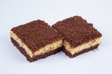 fresh pastry, with filling, isolated on a white background
