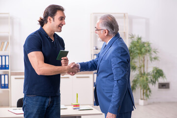 Fototapeta premium Young man visiting embassy for visa application