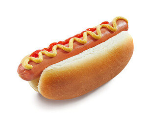 Hot dog with mustard and ketchup