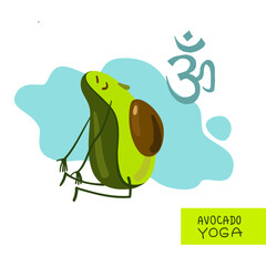 Avocado yoga. Cartoon style cute avocado do yoga. Good for print for clothes, case for smartphone