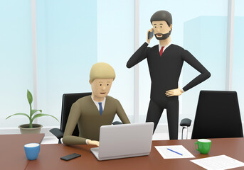 Business partners in the office discussing business issues. 3d illustration