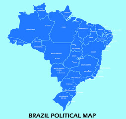 Brazil political map divide by state colorful outline simplicity style. Vector illustration.	
