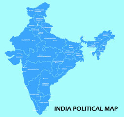 India political map divide by state colorful outline simplicity style. Vector illustration.	
