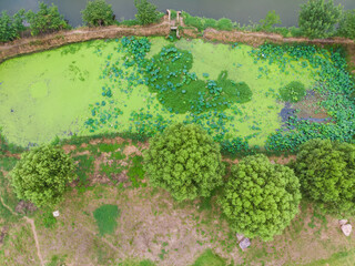 Outdoor aerial scenery of Wuhan Summer Park in Hubei