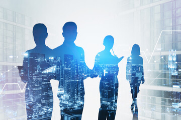 Business people in night city