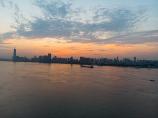 Wuhan city skyline aerial photography in summer