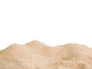 Sand desert pile isolated on white background. for contains articles about the sea or travel summer in holiday or environmental protection.