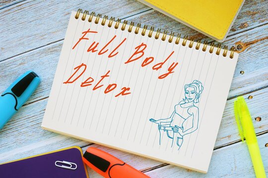 Full Body Detox inscription on the piece of paper.