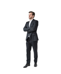 Confident businessman, full length isolated