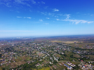 Aerial view of the saburb landscape (drone image). Near Kiev