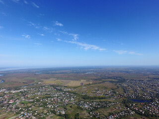 Aerial view of the saburb landscape (drone image). Near Kiev
