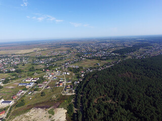 Aerial view of the saburb landscape (drone image). Near Kiev