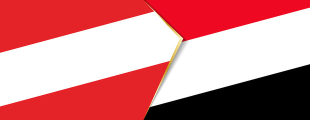 Austria and Yemen flags, two vector flags.