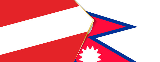 Austria and Nepal flags, two vector flags.