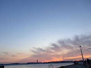 Fototapeta premium sunset over the river