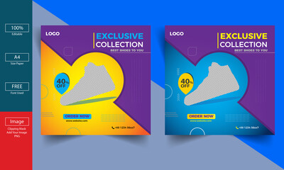 Modern Shoes Sale Social media banner design template