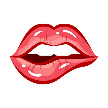 Sexy woman lips. Vector lipstick mouth, red female makeup