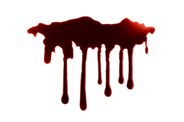 Blood Dripping with Clipping Path Isolated on White background. Halloween Concept