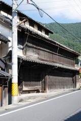 Fototapeta na wymiar Old house in Sakaki Station on Hokkoku Road in Sakaki Town, Nagano Prefecture