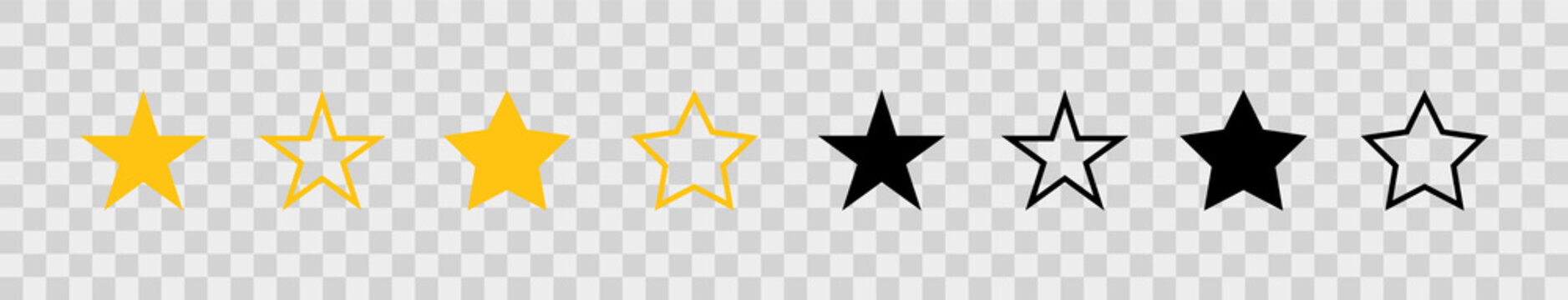 Star icon set. Vector symbols star isolated on transparent background. Twinkling stars. Sparkles, shining burst. Vector illustration eps 10.