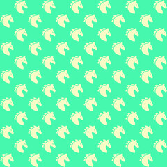 cream horse head with blue background repeat pattern