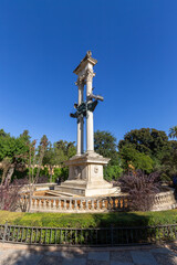 Obraz premium Christopher Columbus monument in the Jardines de Murillo in Seville, Andalucia, Spain.