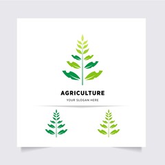 flat emblem logo design for Agriculture with the concept of green leaves vector. Green nature logo used for agricultural systems, farmers, and plantation products. logo template.
