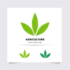 flat emblem logo design for Agriculture with the concept of green leaves vector. Green nature logo used for agricultural systems, farmers, and plantation products. logo template.