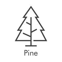 Árbol de navidad. Símbolo abeto. Icono lineal árbol abstracto con ramas con triángulos en color gris © teracreonte