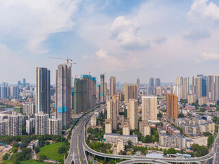 Obraz premium Summer city skyline scenery of Wuhan, Hubei, China