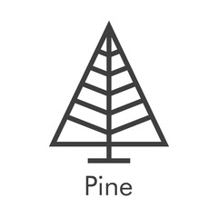 Árbol de navidad. Símbolo abeto. Icono lineal árbol abstracto con ramas en forma de triángulo en color gris