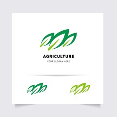 flat emblem logo design for Agriculture with the concept of green leaves vector. Green nature logo used for agricultural systems, farmers, and plantation products. logo template.