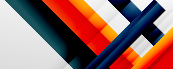 Geometric abstract backgrounds with shadow lines, modern forms, rectangles, squares and fluid gradients. Bright colorful stripes cool backdrops