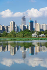 Fototapeta premium Summer city skyline scenery of Wuhan, Hubei, China