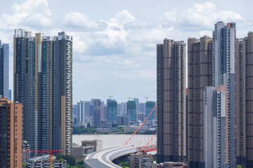 Summer city skyline scenery of Wuhan, Hubei, China