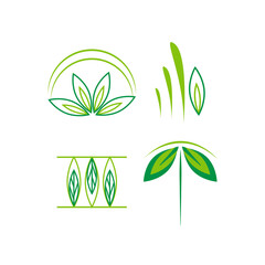 flat emblem logo design for Agriculture with the concept of green leaves vector. Green nature logo used for agricultural systems, farmers, and plantation products. logo template.