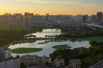 Summer city skyline scenery of Wuhan, Hubei, China