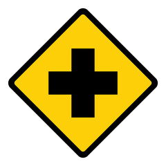 Hospital cross warning symbol, Medical health icon isolated on white background. Emergency design